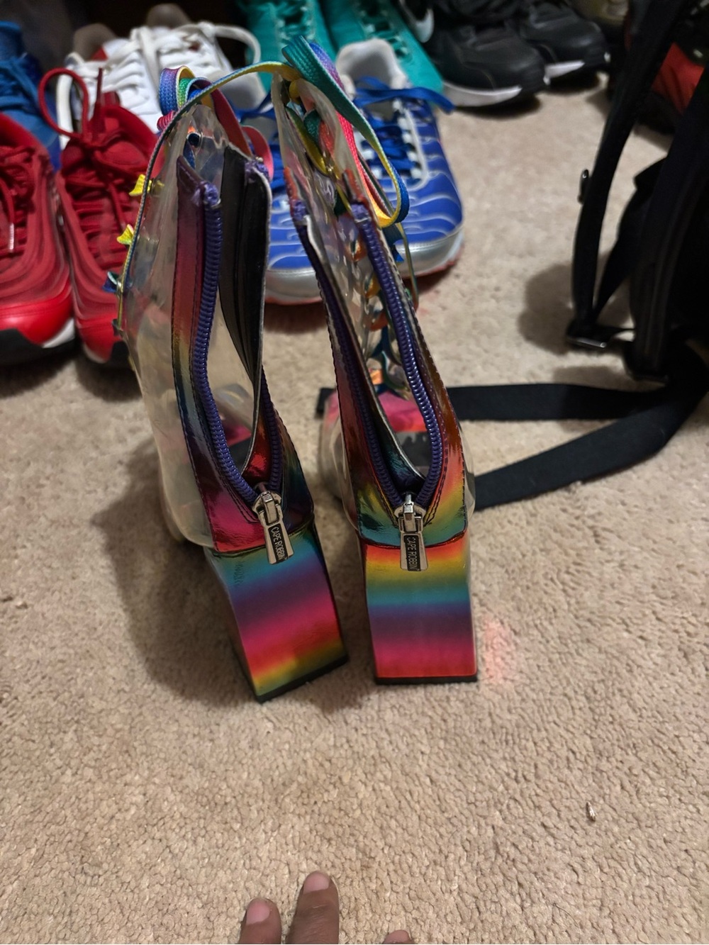 Cape Robbin Iridescent Rainbow Lace-Up Clear Block Heels OFFERS WELCOME 🤗 - Picture 2 of 5